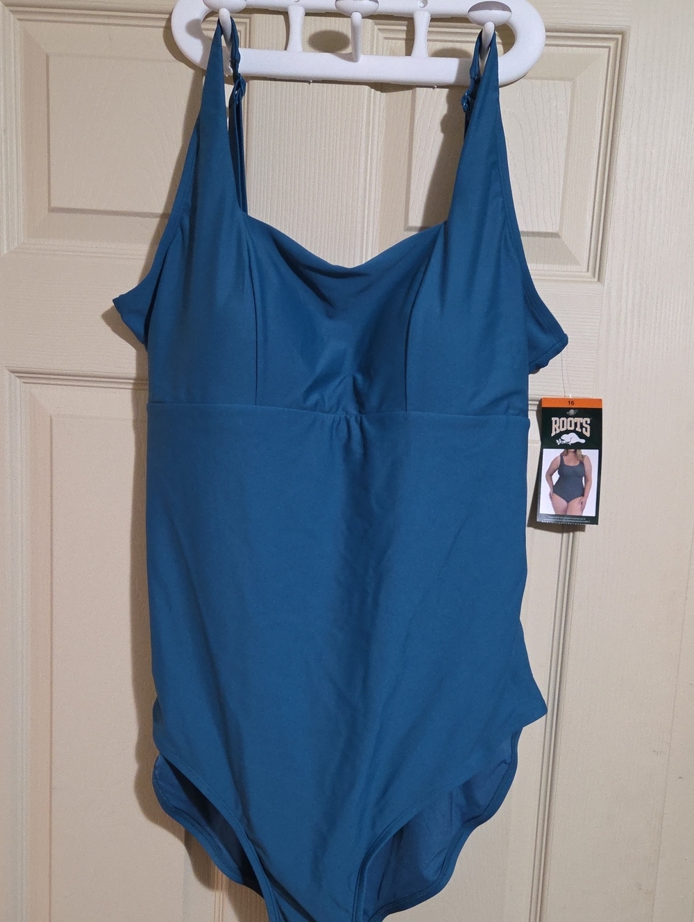 Roots Teal Blue One-Piece Swimsuit